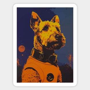 Vintage schnauzer dog astronaut portrait Magnet